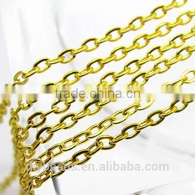 dubai new 2mm diameter gold plated neck chain designs, iron rolo chain