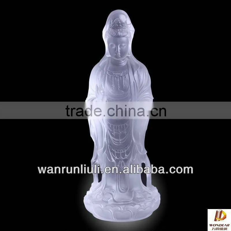 amber color crystal buddha statue of Guanyin Bodhisattva --BF006