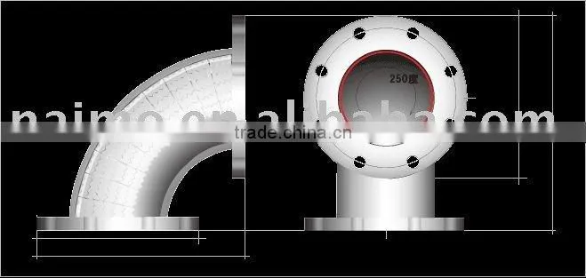 wear resistant ceramic lined steel pipe elbow