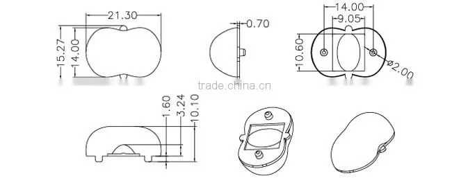 Lens 70x135 degrees for Imitation lumens LED Oslon /REBEL (Ilenstech01CR-AZ70135H)