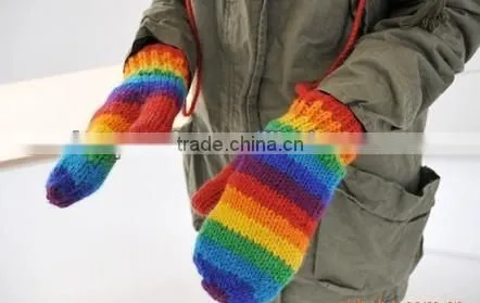 Colourful rainbow winter glove