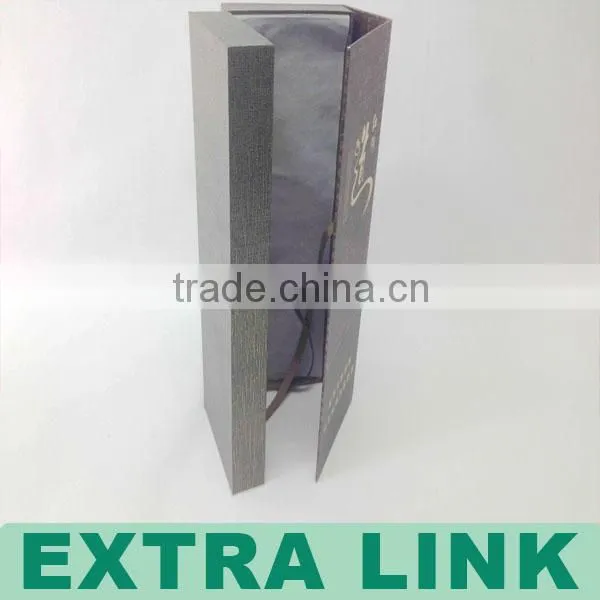 Newest style wine bottle package MDF wood material satin insert champagne glass gift box