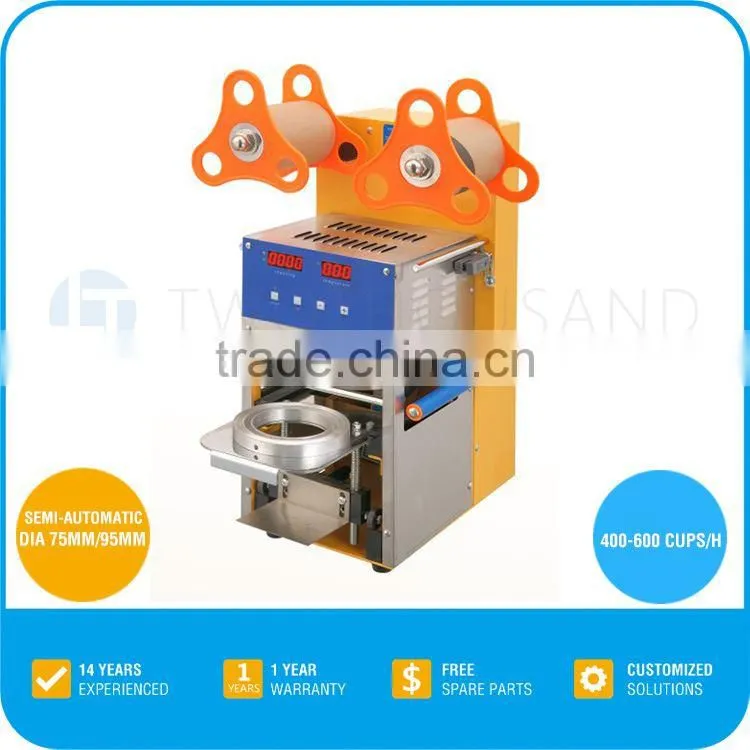 2017 Great Quality Plastic Boba Tea Cup Lid Sealing Machine, 400~600 Cups/H, 75 &95 MM, TT-A30A