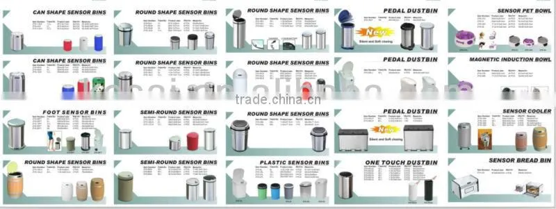 KSLD-7-42L Stainless Steel Sensor Dustbin 42L, Round shape trash can round stainless steel dustbin