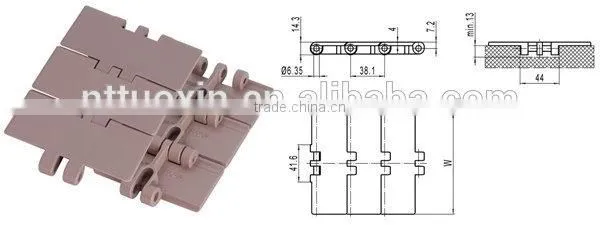 Straight Running Plastic Tabletop Chains for processing machinery