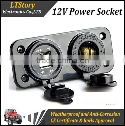 Snowmobile Electric Panel Universal Mount Dual waterproof USB Socket 5V