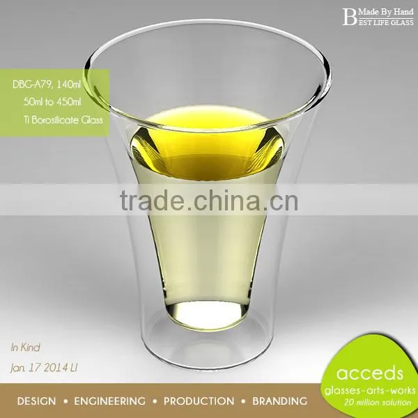 2016 Newly designed Double Wall Wholesale Blown Glass