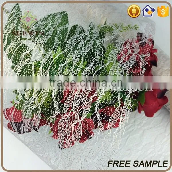 2015 New Mesh design, Colorful Flower Wrapping Lace Mesh for Wedding