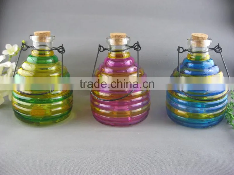 colored glass wasp trap hanging glass bee catcher , glsss bee catcher