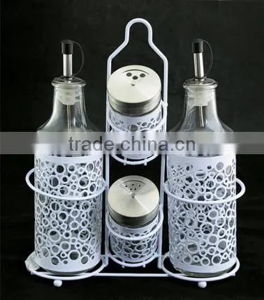 hollow out of skin glass oil bottle white sleeve kitchenware set