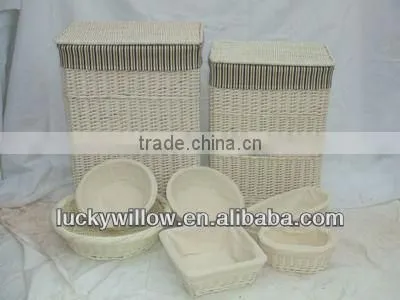 M-LB004 willow Laundry basket &Box zebra style lining and lid