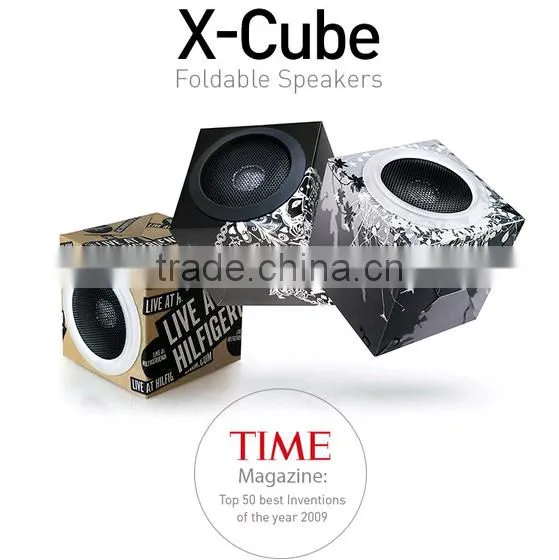 New design Custom full logo printing foldable cardboard mini speaker for promotion gift