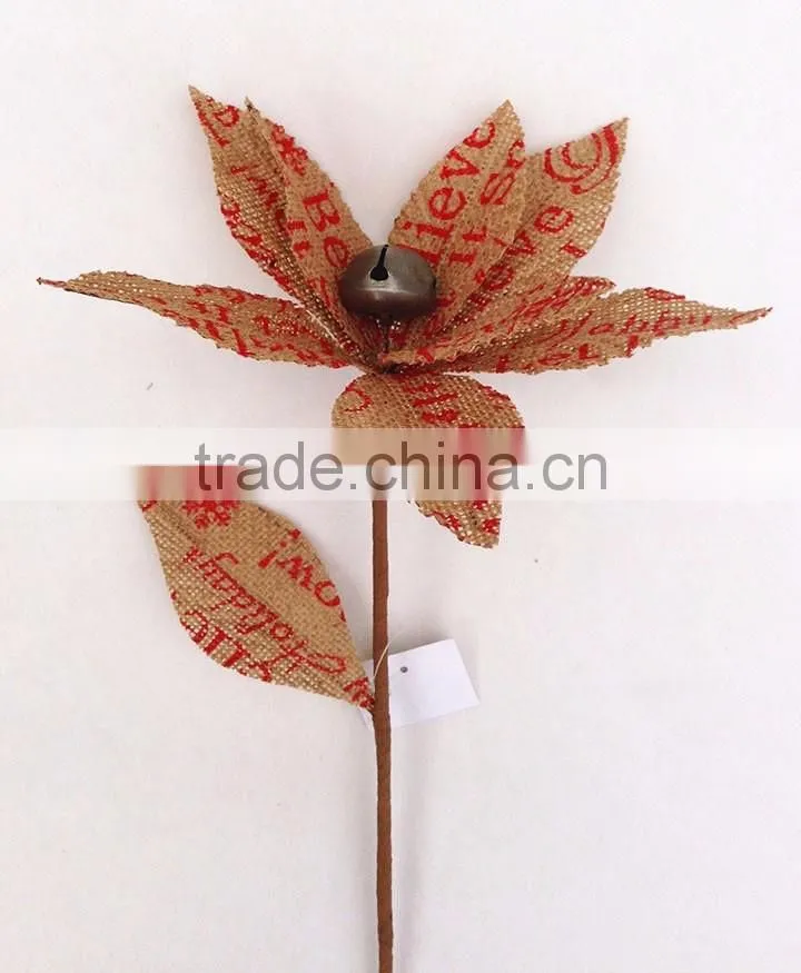 new products to sell artificial burlap poinsettia flowers for sale for Christmas decor