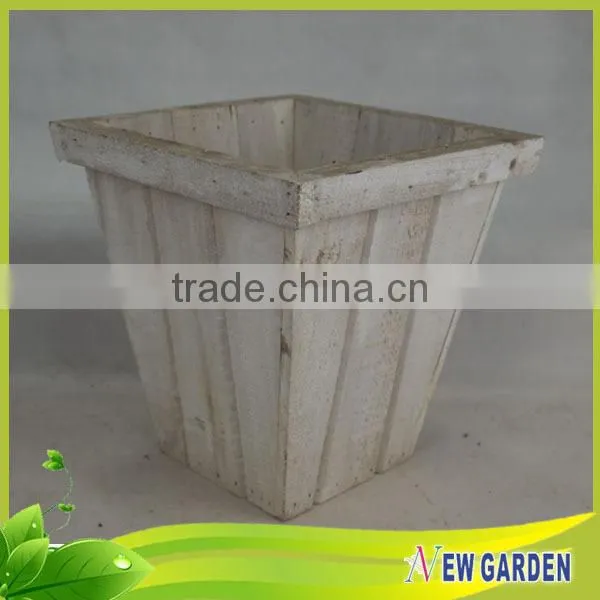 Factory direct offered special design high grade wooden rectangular flower pot