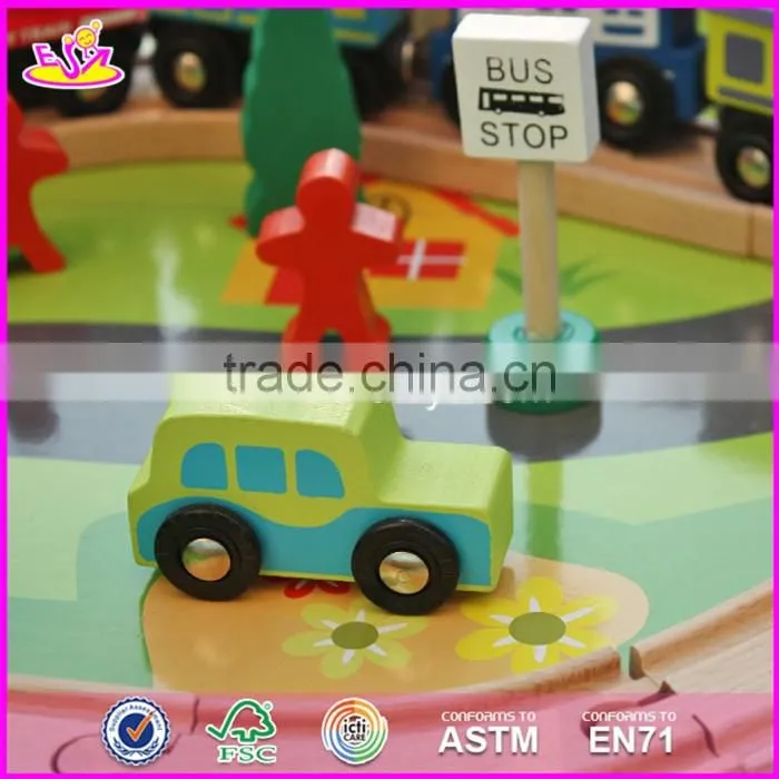 2017 New design funny activity toys wooden kids train table W04C071