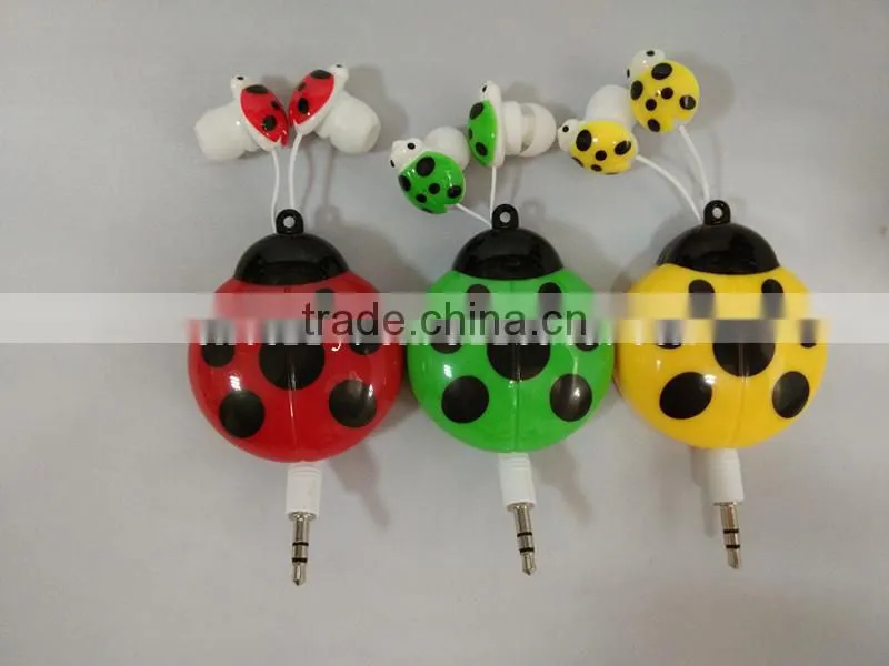 high quality 3.5mm retractable earphone with handly cable manager