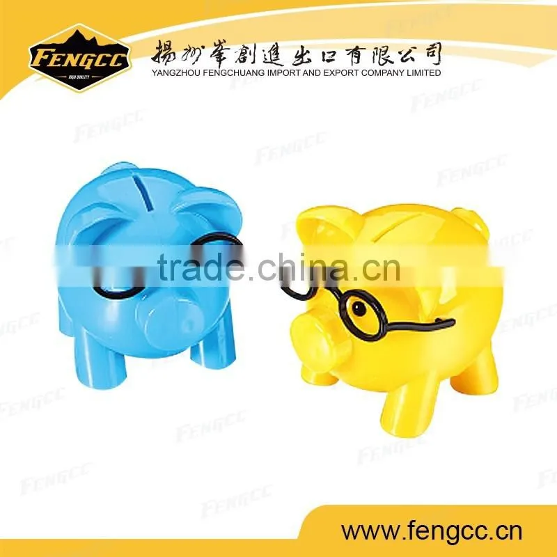 Mini plastic coin bank money piggy bank eyeglass pig bank