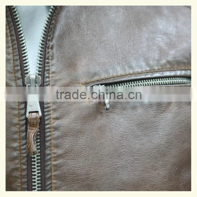 2014 brown PU leater jacket plus size for europe man