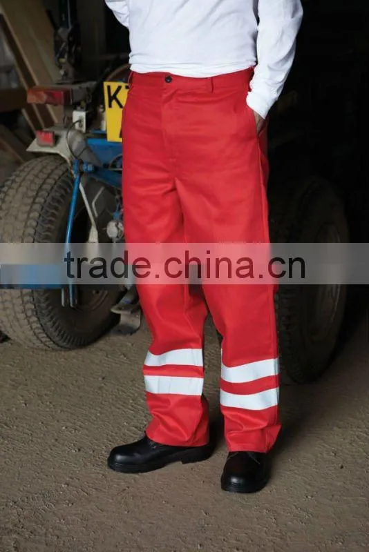 Cotton Cargo Pocket Work Pants for Men EN471 Hi Viz Reflective Trousers
