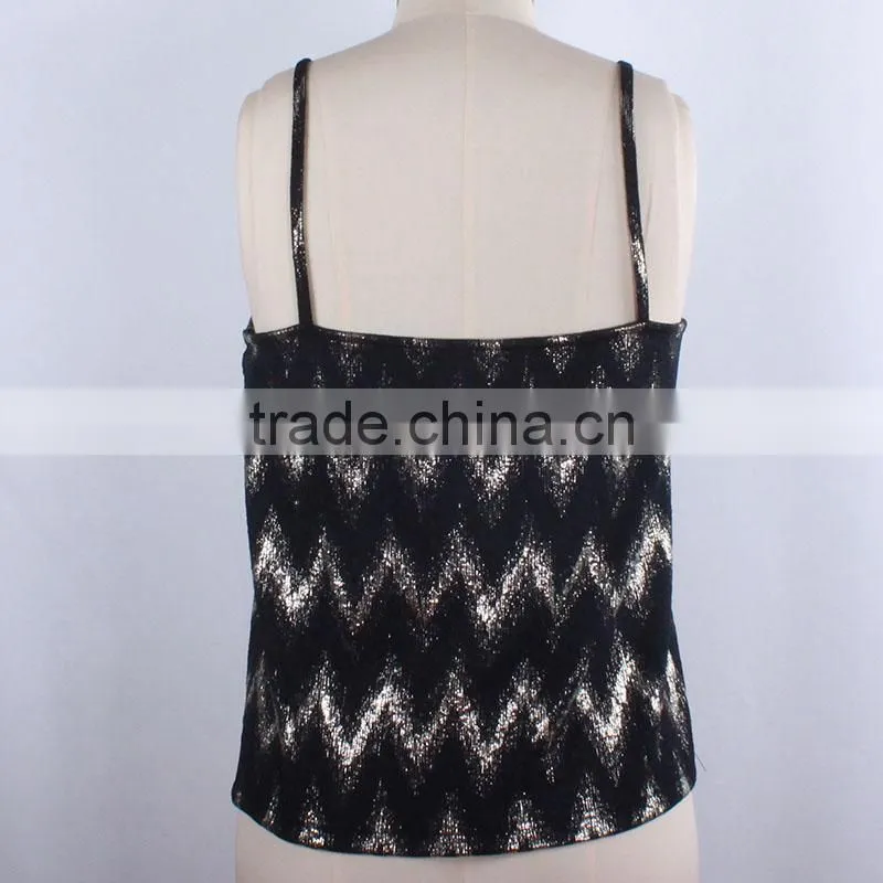New Arrivals gold foil print Manufacturing Fashionable Top Ladies Stripe Top