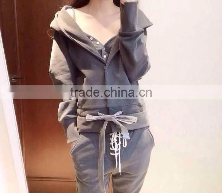 2016 new style long sleeve fashion hoodie ladies clothing sets 3pcs sweatshirt