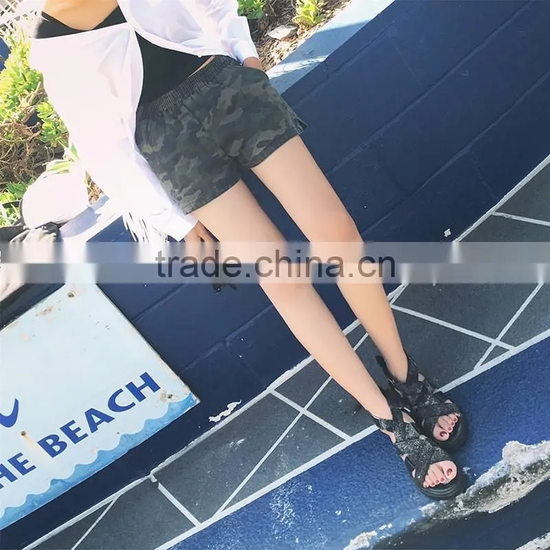 Hot selling newest women gym shorts camo sublimation printed compression shorts elastic band fitness wear running shorts