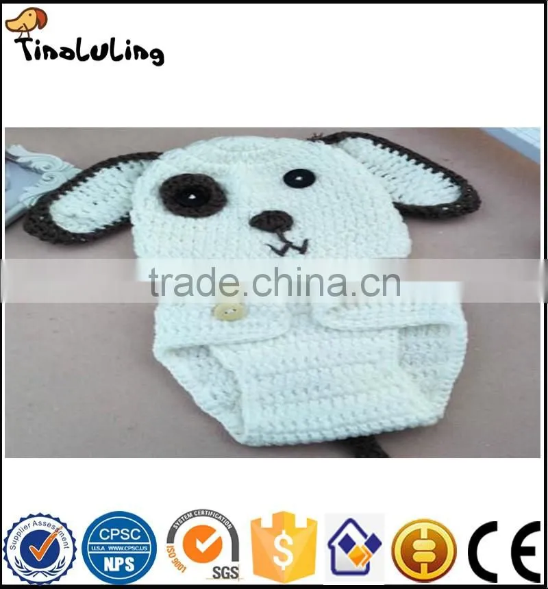 NPT22 Tinalulingwhite and brown colors dog design handmade knitting suit newborn baby photography props
