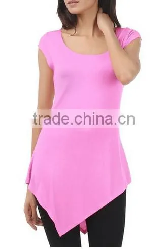 Women Clothing Shortsleeve Loose Flowy Stretch Fabric Knit Crewneck Tunic dresses for women