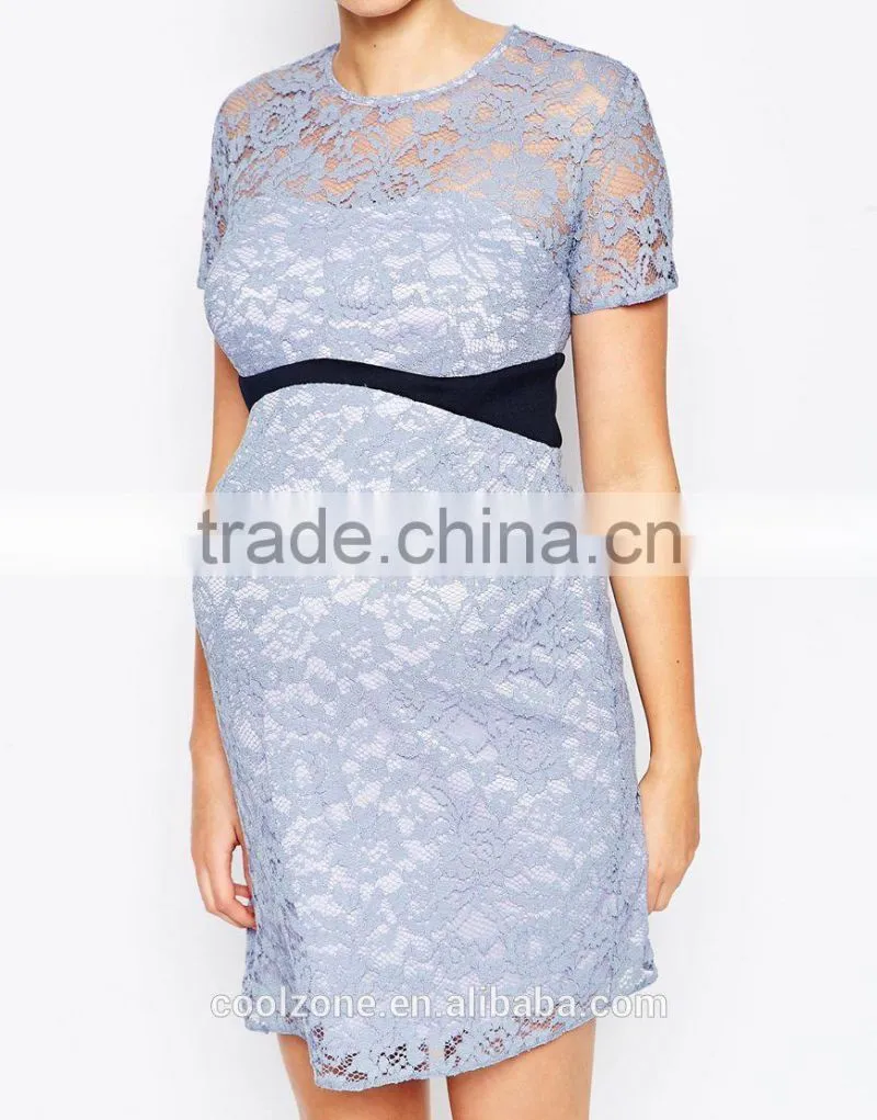 Contrast Waistband Bodycon Fit Lightweight lace Preganat Women Dresses