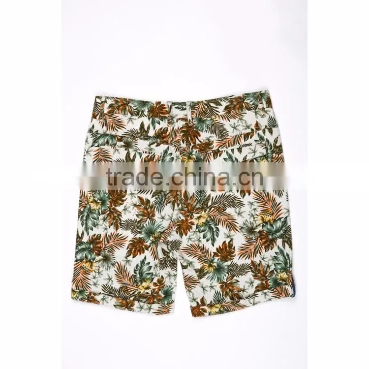 2016 summer wholesale fashion orange print stylish designer cheap cotton short pants for men