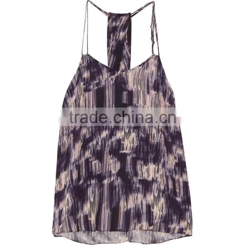 new style fashion printing chiffon tank sleeveless strap model