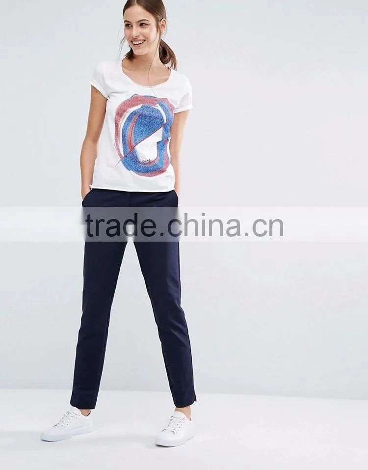 2016 Guangzhou Shandao Casual Summer O-neck Short Sleeve 160g 100% Cotton Custom Womens High Quality Tshirt