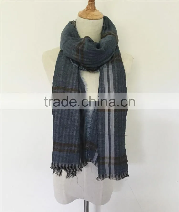 Jilong Double Face Plaid Scarf Classic Blue Fashion Men Scarf
