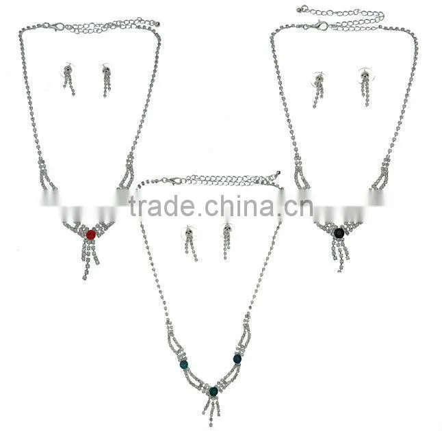 New Designed CZ Drop Pendant Necklace Set Fashion Wedding Jewelry Set Bridal DB01767 from Yiwu Market to Russia,Ukraine,Romania
