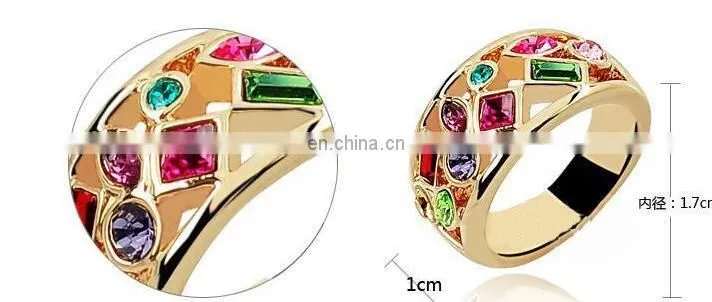 Fashion Thumb Forefinger Middle Finger Rings for Men Women Unisex with Austrian Crystal Gold Plated