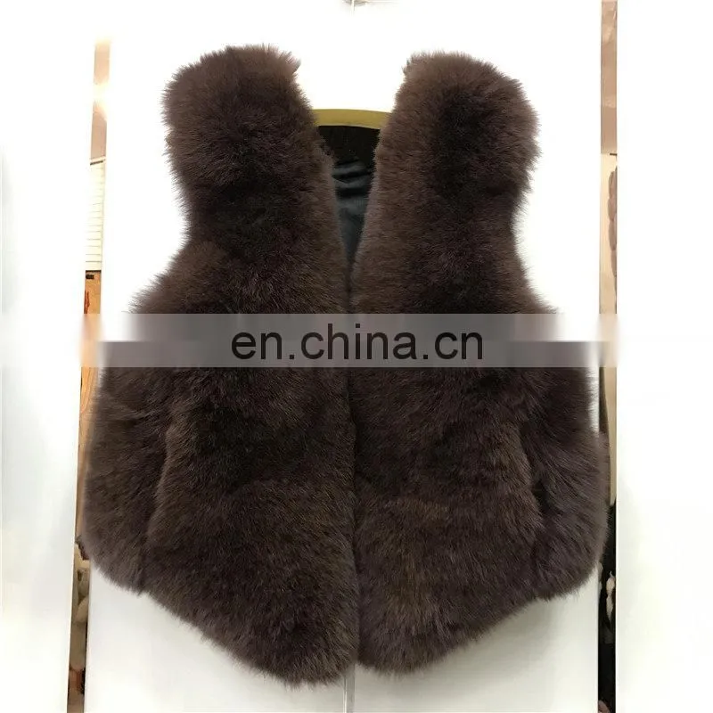 2017 New Jiaxing Winter Warm Fsahion Long Women Fox Fur Vest Real Fox Fur Coat