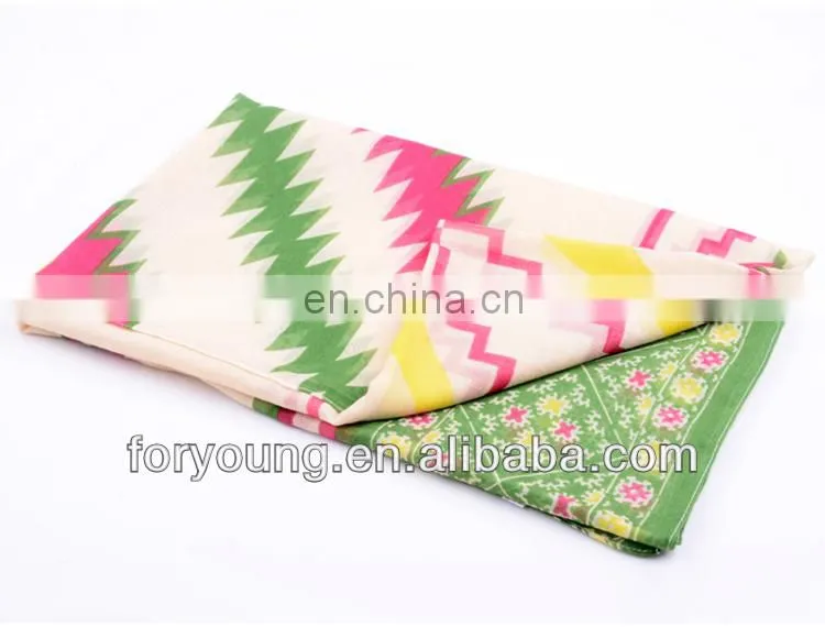 self fringe block printed voile scarf