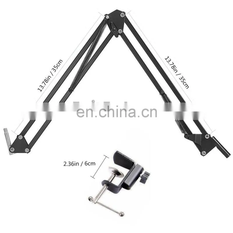 Professional Microphone Stand, Flodable Mic Stand Mic Arm Suspension Boom Scissor Arm Stand for Radio Broadcasting Studio