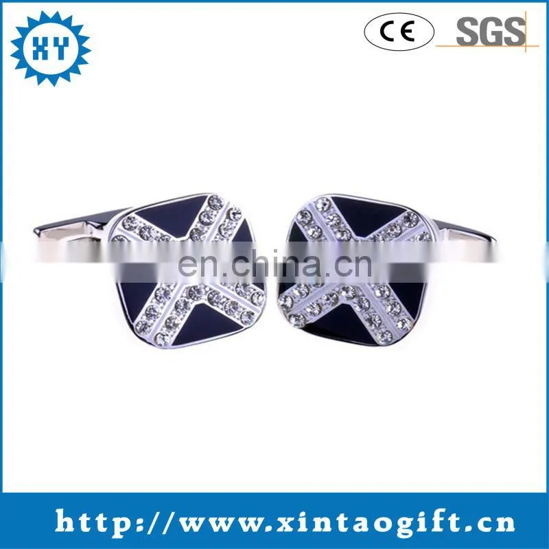 Best selling 2017 customized metal cufflink unique cuffinks crystal