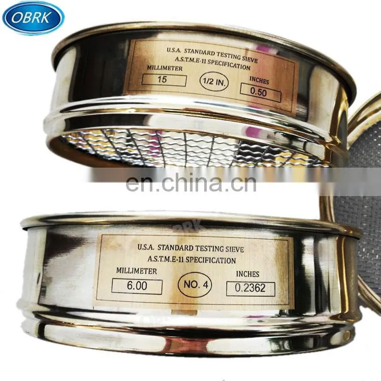 Diameter 200mm/300mm Stainless Steel Test Sieve soil analysis sieve with Lid and Pan for Soil/Sand