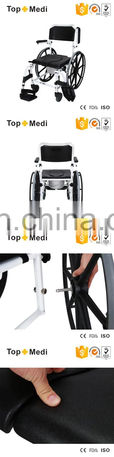 Topmedi folding bath & shower chair with wheels for disabled and elederly