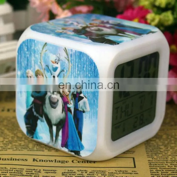 Dice Shape small Square Cube Glowing LED 7 Colors Changing home desk Digital Alarm Clock