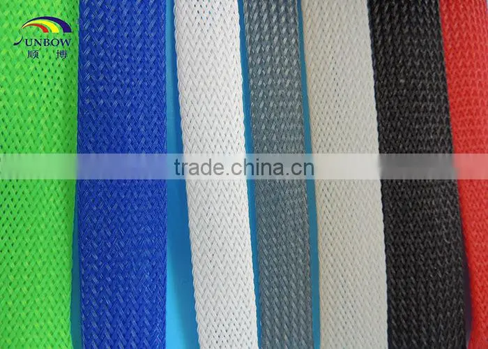 High Temperature Flame Retardant PET Braided Expandable Sleeving For Cable Managements