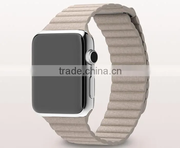 Genuine leather Loop For Apple Watch strap 42mm 38mm With Metal Adapter Adjustable Magnetic