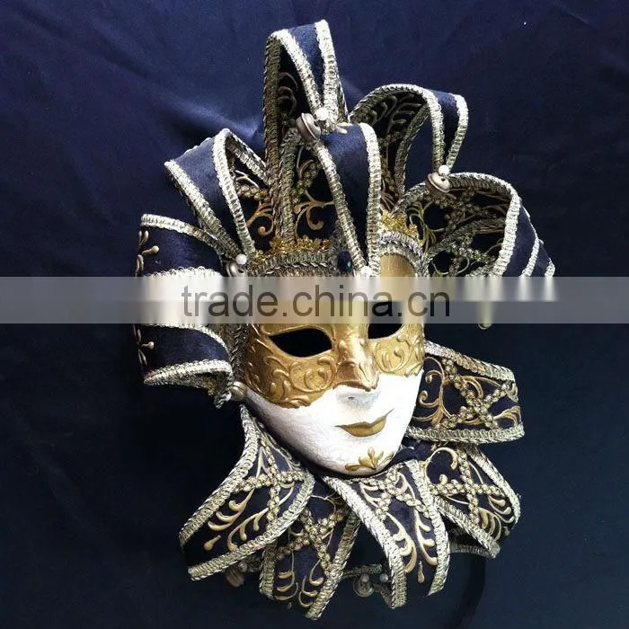 Full Face Paper Pulp Madri Gras Mask Venetian Style
