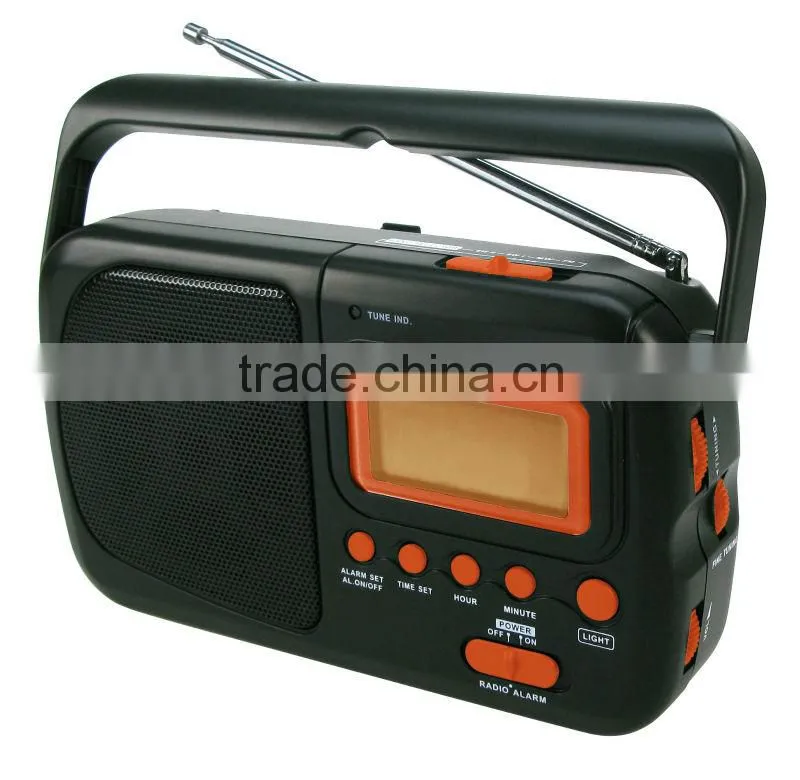 Easy carrying radio with big LCD clock