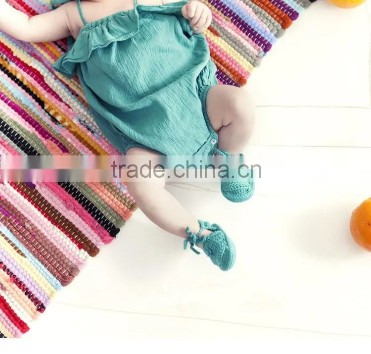 2016 Summer Baby Infant Children's Clothing Baby Girl Clothes Sling Pure Color Jmpsuit Ruffle Cotton Rompers