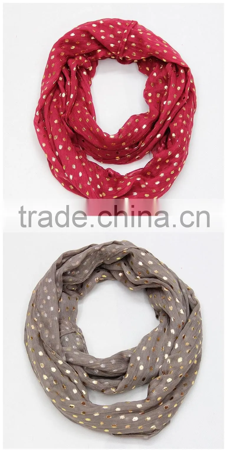 Fashion Women Hijab Shawl Polka Dot Gold Stamping Polyeter Viscose Scarf