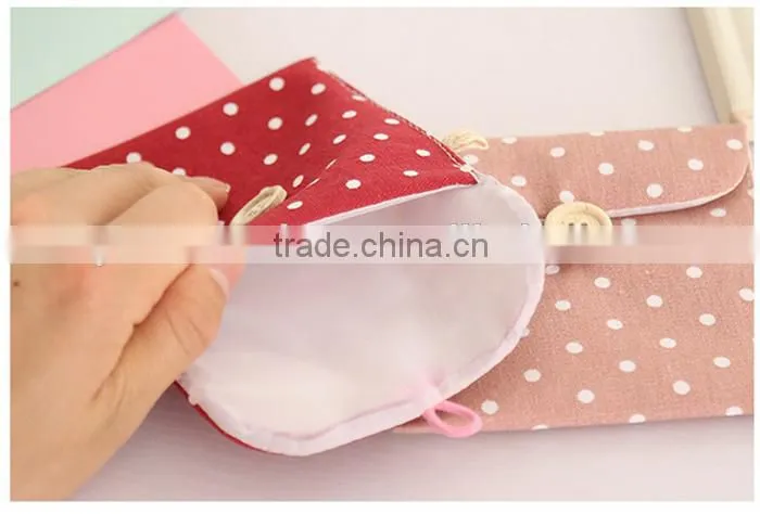 Nice dots ladies cotton sanitary napkin bag