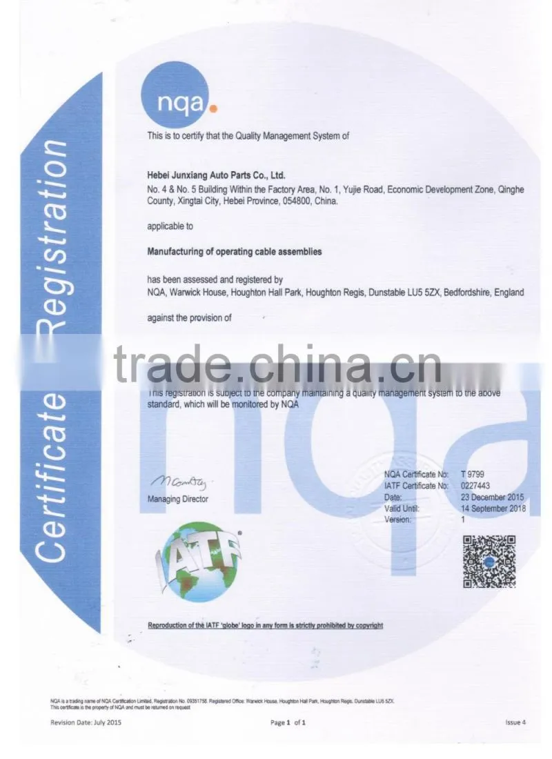 Auto parts PTO control cables factory with 21 years experience